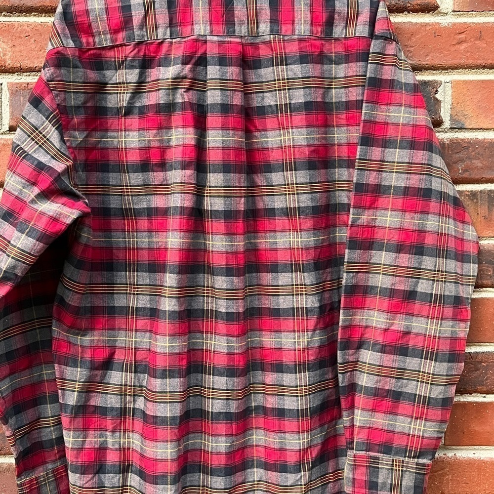 Tommy Hilfiger Black Gray Red Plaid Check Button Down Shirt Men’s - Picture 11 of 14